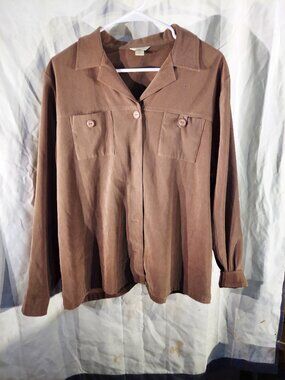 Christopher & Banks XL Shirt Blouse Long Sleeve Brown